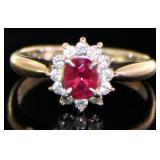 Platinum .95 Natural Ruby & VS Diamond Ring