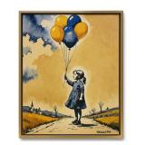 Girl With Balloon 1 Framed Canvas Studio Van Gogh