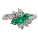 Platinum 3/4 ct Natural Emerald & VS Diamond Ring