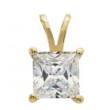 14k Gold 2.01 ct Princess Cut Lab Diamond Pendant