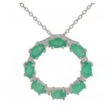 Natural 1.50 ct Emerald & Diamond Circle Necklace