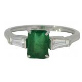 14k Gold 1.25ct Natural Emerald & Lab Diamond Ring