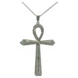 Natural 1/2 ct Large Diamond "Ankh" Cross Neckalce