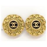 Chanel Coco Black Gold Clip-on Earrings