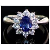 Platinum 1.12ct Natural Sapphire & VS Diamond Ring