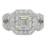 14kt Gold 3.32 ct Asscher Cut Lab Diamond Ring