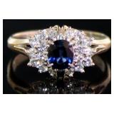 Platinum Natural Sapphire & Diamond Ring
