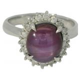 Platinum 5.23ct Star Ruby & Natural Diamond Ring