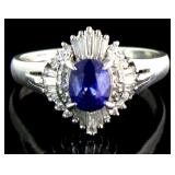 Platinum 1.45 ct Natural Sapphire & Diamond Ring