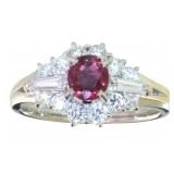 Platinum 1.00 ct Natural Ruby & Diamond Ring
