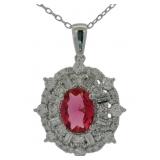 Oval Cut 2.05 ct Ruby & Lab Diamond Necklace