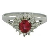 Platinum .78 ct Natural Ruby & Diamond Ring