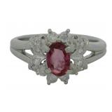 Platinum 4/5 ct Natural Ruby & Diamond Ring