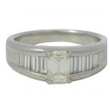 Platinum 1.54 ct Natural Emerald Cut Diamond Ring
