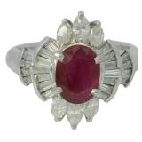 Platinum 2.24 ct Natural Ruby & Diamond Ring