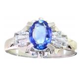 Platinum 1.19ct Natural Sapphire & VS Diamond Ring
