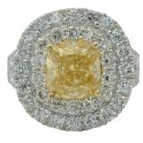 14kt Gold 4.15 ct Fancy Yellow VS Lab Diamond Ring