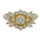 18k Gold .90 ct Natural Asscher Diamond Ring
