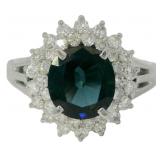 Platinum 2.22 ct Natural Sapphire & Diamond Ring