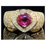 18kt Gold 2.75 ct Natural Ruby & Diamond Ring