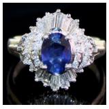 Platinum 1.63 ct Natural Sapphire & Diamond Ring