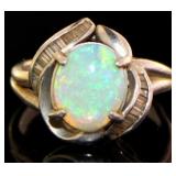 Platinum 2.34 ct Natural Opal & Diamond Ring