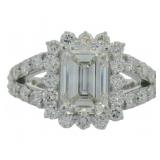 14kt Gold 3.46 ct Emerald Cut VS Lab Diamond Ring