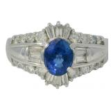 Platinum 1.52 ct Natural Sapphire & Diamond Ring
