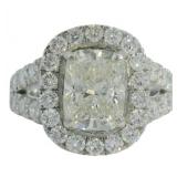 14kt Gold 3.51 ct Cushion Cut VS Lab Diamond Ring