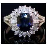 Platinum 2.65 ct Natural Sapphire & Diamond Ring