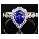 Pear Cut 1.25 ct Tanzanite & Diamond Ring