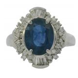 Platinum 2.45 ct Natural Sapphire & Diamond Ring