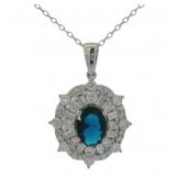 Oval Cut 2.55 ct Sapphire & Lab Diamond Necklace