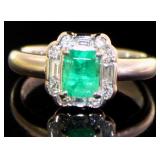 Platinum 1.12 ct Natural Emerald & VS Diamond Ring