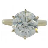 14kt Gold 3.84 ct Round Lab Diamond Solitaire Ring
