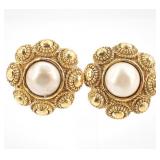 Channel Pearl Clip-on Earrings