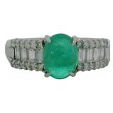 Platinum 2.51 ct Natural Emerald & VS Diamond Ring