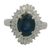 Platinum 2.99 ct Natural Sapphire & Diamond Ring