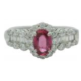 Platinum 1.16 ct Natural Ruby & VS Diamond Ring