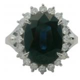 Platinum 4.01 ct Natural Sapphire & Diamond Ring