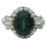 Platinum 2.95 ct Natural Sapphire & Diamond Ring