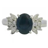 Platinum 2.18 ct Natural Sapphire & Diamond Ring
