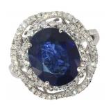 14k Gold 6.60 ct Sapphire & Diamond Ring