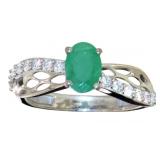 Oval Cut Natural Emerald Designer Ring