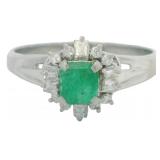 Platinum 3/5 ct Natural Emerald & VS Diamond Ring