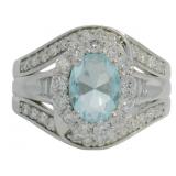 Oval 2.50 ct Aquamarine & Diamond Cocktail Ring