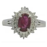 Platinum 4/5 ct Natural Ruby & VS Diamond Ring
