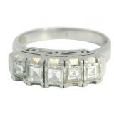 Platinum Asscher Cut Diamond Anniversary Ring