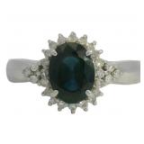 Platinum 1.71 ct Natural Sapphire & Diamond Ring