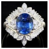 Platinum 4.52 ct Natural Sapphire & Diamond Ring
